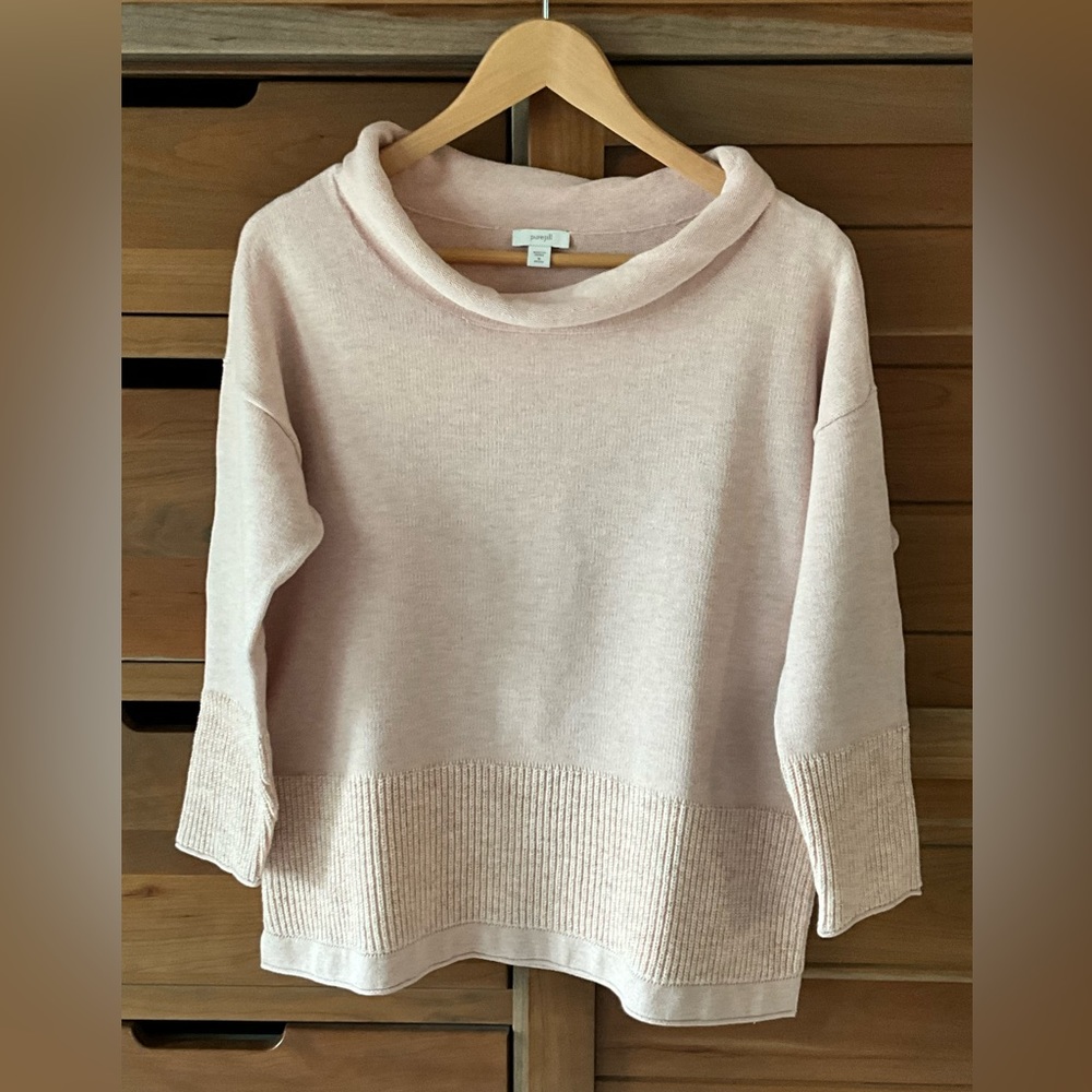 J. Jill‎ Rolled Collar Boatneck Sweater Size Medium Petite